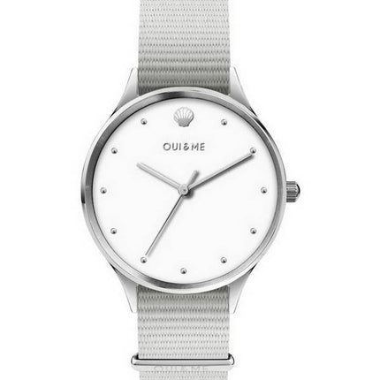Oui &  Me Petite Bichette esfera blanca correa de nailon cuarzo ME010200 reloj para mujer