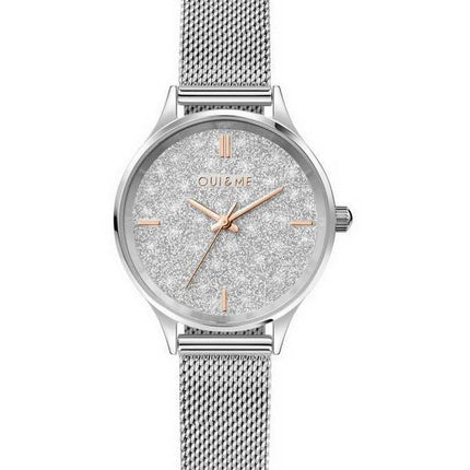 Oui &  Me Bichette Reloj para mujer con esfera blanca de acero inoxidable y cuarzo ME010270