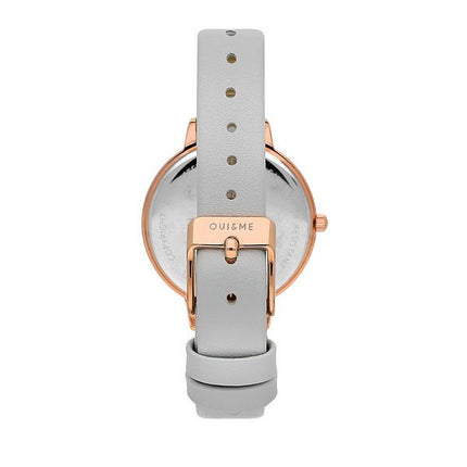 Oui &amp, Me Amourette Crystal Accents Correa de cuero Esfera plateada Cuarzo ME010289 Reloj para mujer con pulsera adicional