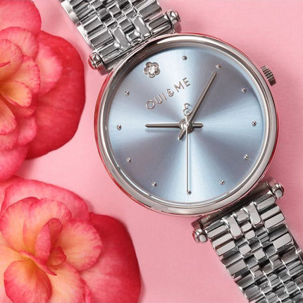 Reloj para mujer Oui &amp, Me Etoile de acero inoxidable con esfera azul y cuarzo ME010293
