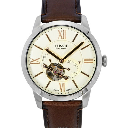 Reloj Fossil Townsman ME3266 automático para hombre con correa de piel y esfera color crema.