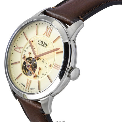 Reloj Fossil Townsman ME3266 automático para hombre con correa de piel y esfera color crema.