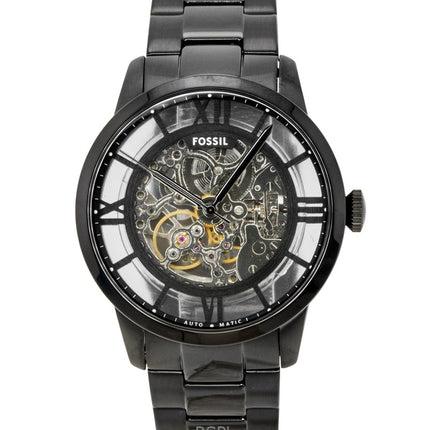 Reloj Fossil Townsman ME3269 para hombre, automático, con esfera esqueleto negra y caja de acero inoxidable.