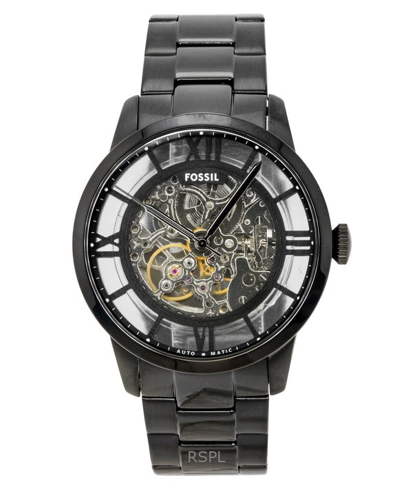 Reloj Fossil Townsman ME3269 para hombre, automático, con esfera esqueleto negra y caja de acero inoxidable.