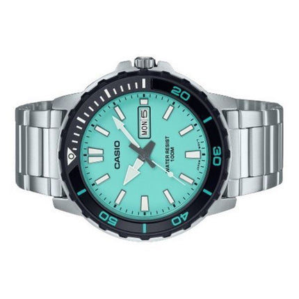 Reloj Casio estándar analógico de acero inoxidable con esfera turquesa y cuarzo MTD-125D-2A2V 100M para hombre