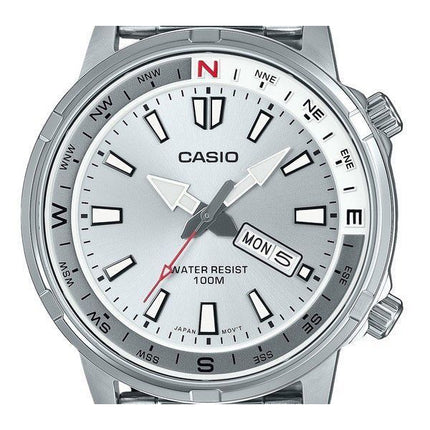 Reloj Casio Standard analógico de acero inoxidable con esfera plateada de cuarzo MTD-130D-7AV 100M para hombre reacondicionado