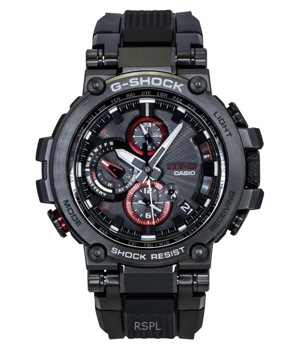 Reloj Casio G-Shock MT-G para hombre, analógico, con correa de resina y enlace para smartphone, esfera negra, solar, MTG-B1000B-1A, 200 m