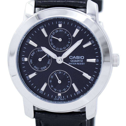 Reloj Casio Enticer cuarzo Dial Multi cuero correa MTP-1192E-1ADF MTP-1192E-1A hombre