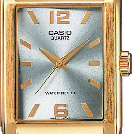 Casio Enticer cuarzo analógico Dial plata MTP-1235GL-7ADF MTP-1235GL-7A cuero reloj de hombres
