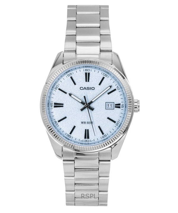 Reloj Casio Standard analógico de acero inoxidable con esfera azul claro de cuarzo MTP-1302DA-2A2V para hombre