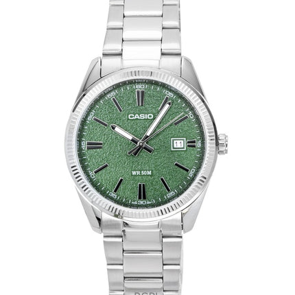 Reloj Casio Standard analógico de acero inoxidable con esfera verde de cuarzo MTP-1302DA-3AV para hombre