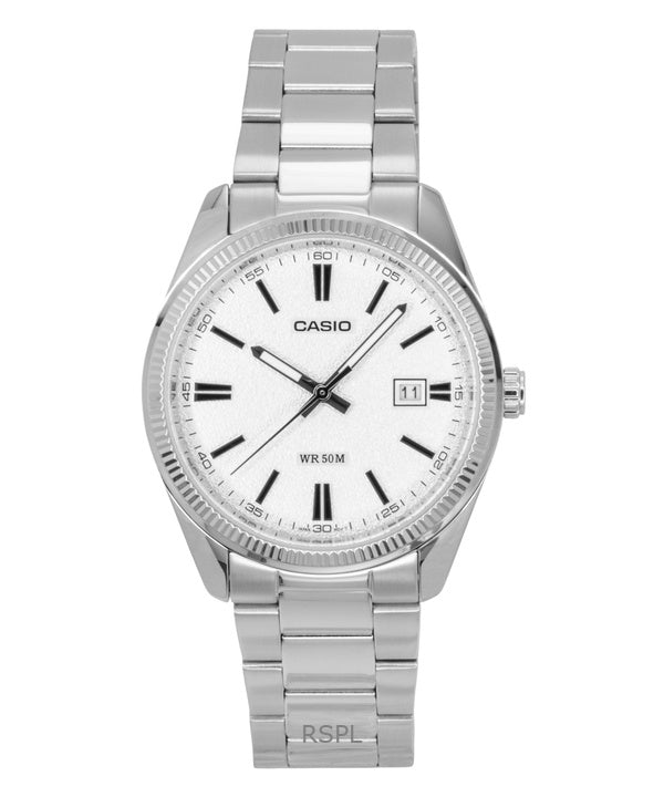 Reloj Casio Standard analógico de acero inoxidable con esfera blanca de cuarzo MTP-1302DA-7AV unisex