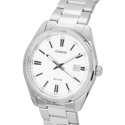 Reloj Casio Standard analógico de acero inoxidable con esfera blanca de cuarzo MTP-1302DA-7AV unisex