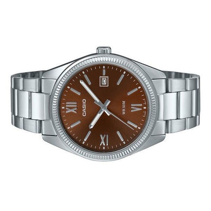 Reloj Casio Standard analógico de cuarzo con esfera marrón y baño de iones de acero inoxidable MTP-1302DD-5AV para hombre