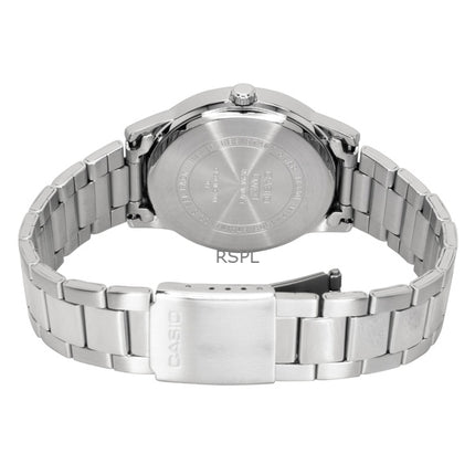 Reloj Casio analógico de acero inoxidable con esfera negra y movimiento de cuarzo MTP-1303DD-1AV para hombre