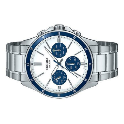 Reloj Casio Standard analógico de cuarzo con esfera blanca y baño de iones de acero inoxidable MTP-1374D-7A2V para hombre
