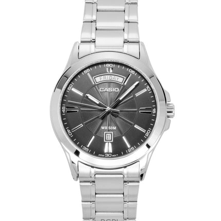 Reloj Casio Standard analógico de acero inoxidable con esfera gris de cuarzo MTP-1381D-8AV para hombre