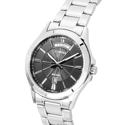 Reloj Casio Standard analógico de acero inoxidable con esfera gris de cuarzo MTP-1381D-8AV para hombre