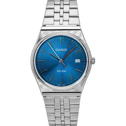 Reloj Casio estándar analógico de acero inoxidable con esfera azul y cuarzo MTP-B145D-2A2 para hombre