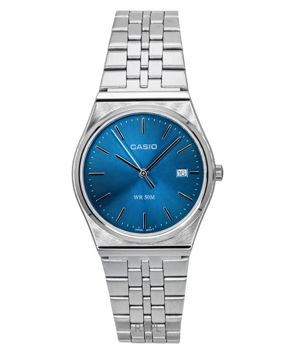 Reloj Casio estándar analógico de acero inoxidable con esfera azul y cuarzo MTP-B145D-2A2 para hombre