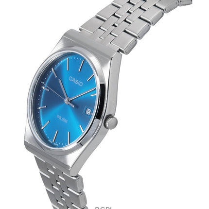 Reloj Casio estándar analógico de acero inoxidable con esfera azul y cuarzo MTP-B145D-2A2 para hombre