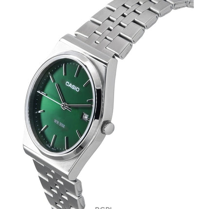 Reloj unisex Casio estándar analógico de acero inoxidable con esfera verde y cuarzo MTP-B145D-3AV