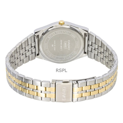 Reloj Casio analógico de cuarzo bicolor de acero inoxidable con esfera negra MTP-B145SG-1AV para hombre