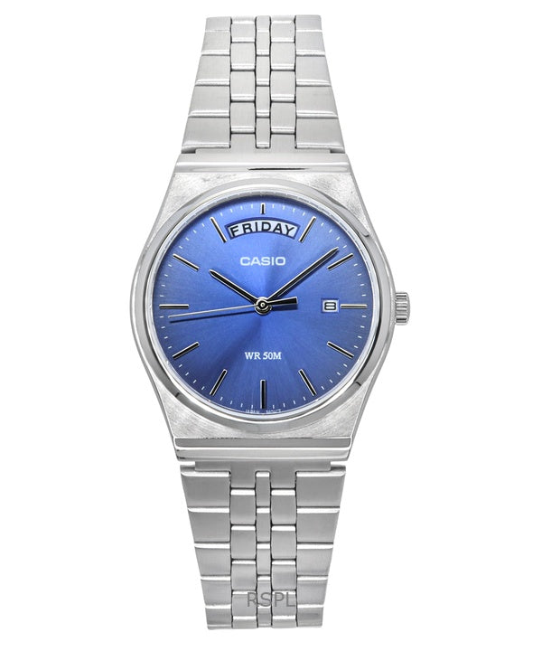 Reloj Casio Standard analógico de acero inoxidable con esfera azul de cuarzo MTP-B146D-2AV para hombre