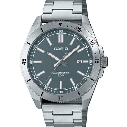 Reloj Casio estándar analógico de acero inoxidable con esfera gris y cuarzo MTP-B155D-3EV para hombre