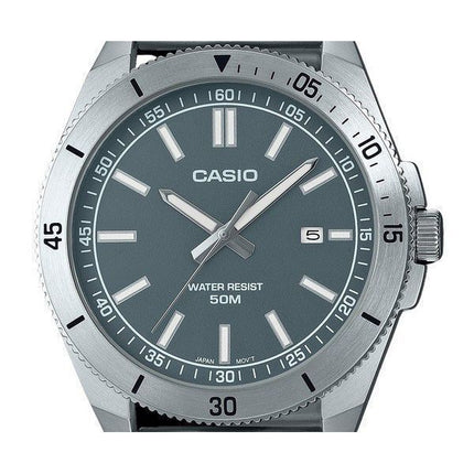 Reloj Casio estándar analógico de acero inoxidable con esfera gris y cuarzo MTP-B155D-3EV para hombre