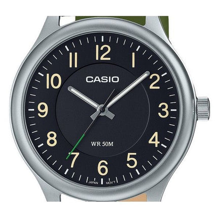 Reloj Casio MTP-B160L-1B1 de cuarzo con esfera negra y correa de cuero analógica estándar para hombre