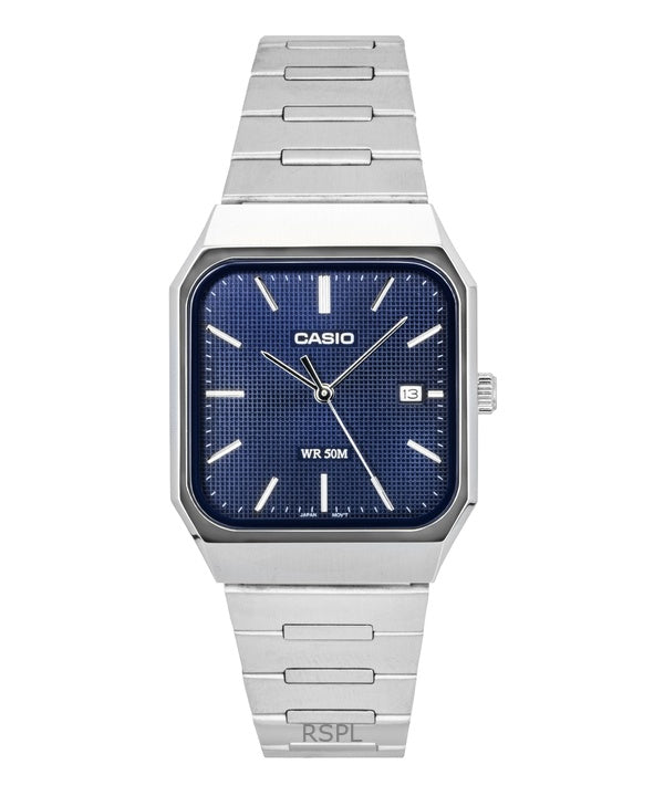 Reloj Casio Standard analógico de acero inoxidable con esfera azul de cuarzo MTP-B185D-2A1V para hombre
