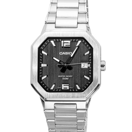 Reloj Casio analógico de acero inoxidable con esfera negra de cuarzo MTP-B195D-1AV para hombre