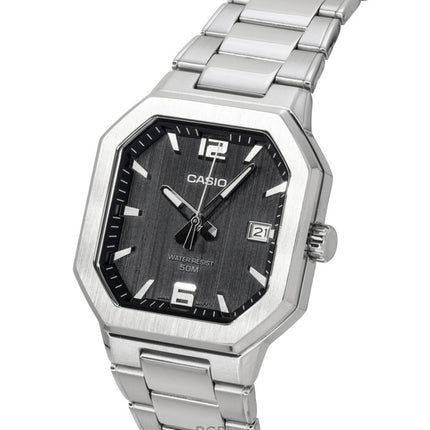 Reloj Casio analógico de acero inoxidable con esfera negra de cuarzo MTP-B195D-1AV para hombre