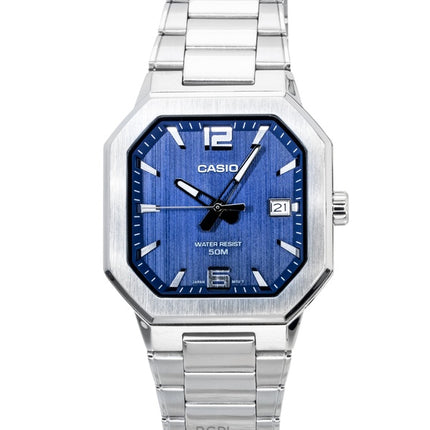 Reloj Casio analógico de acero inoxidable con esfera azul de cuarzo MTP-B195D-2AV para hombre