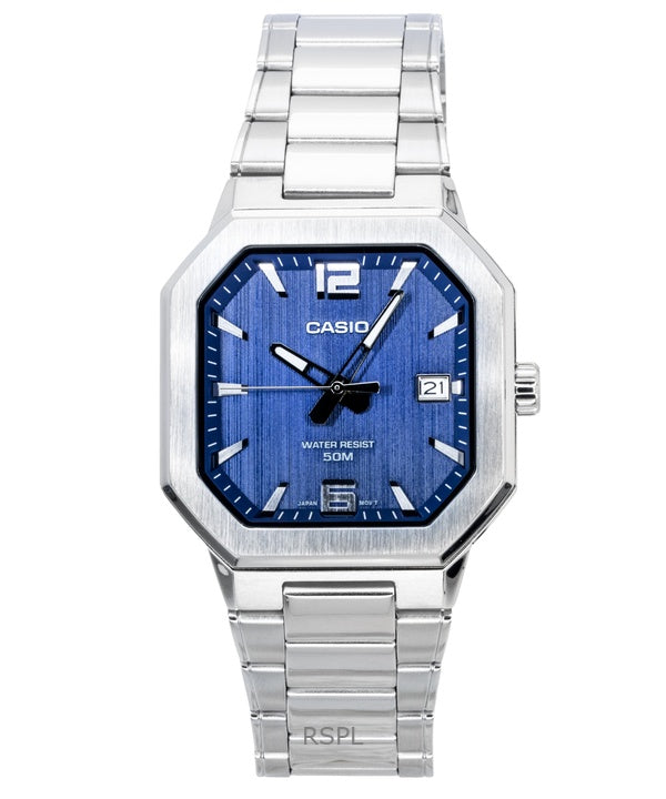 Reloj Casio analógico de acero inoxidable con esfera azul de cuarzo MTP-B195D-2AV para hombre