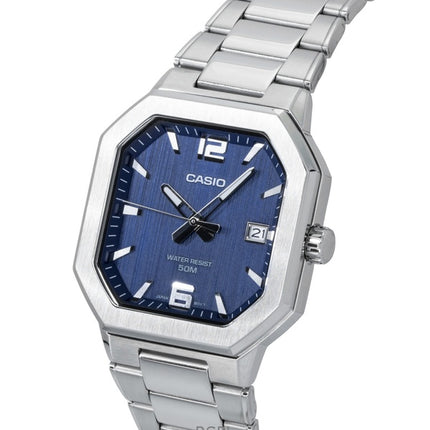 Reloj Casio analógico de acero inoxidable con esfera azul de cuarzo MTP-B195D-2AV para hombre
