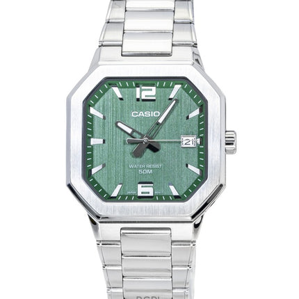 Reloj Casio analógico de acero inoxidable con esfera verde de cuarzo MTP-B195D-3AV para hombre