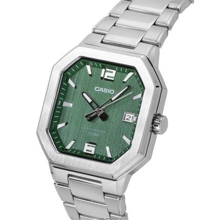 Reloj Casio analógico de acero inoxidable con esfera verde de cuarzo MTP-B195D-3AV para hombre