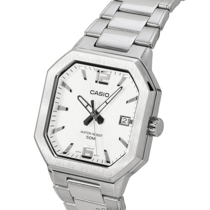 Reloj Casio analógico de acero inoxidable con esfera plateada de cuarzo MTP-B195D-7AV para hombre