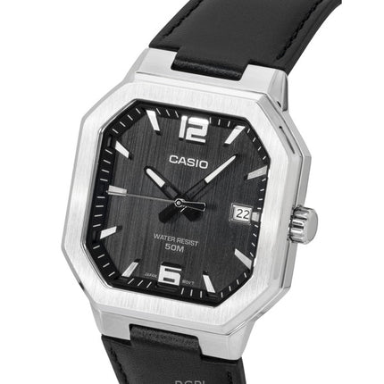 Reloj Casio analógico de cuarzo con correa de cuero y esfera negra MTP-B195L-1AV para hombre