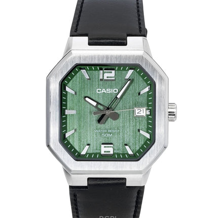 Reloj Casio analógico de cuarzo con correa de cuero y esfera verde MTP-B195L-3AV para hombre