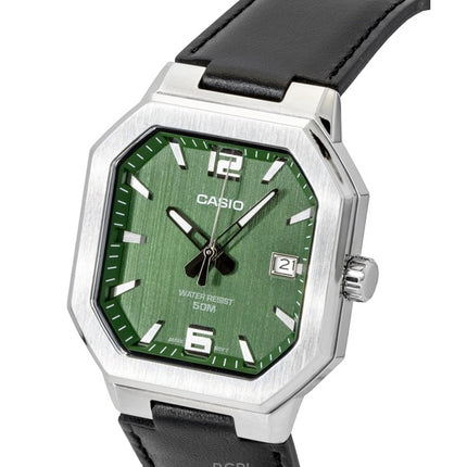 Reloj Casio analógico de cuarzo con correa de cuero y esfera verde MTP-B195L-3AV para hombre