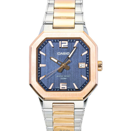 Reloj Casio analógico de cuarzo bicolor de acero inoxidable con esfera negra MTP-B195RG-2AV para hombre