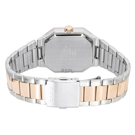 Reloj Casio analógico de cuarzo bicolor de acero inoxidable con esfera negra MTP-B195RG-2AV para hombre