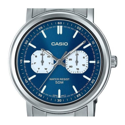 Reloj Casio estándar analógico de acero inoxidable con esfera azul y cuarzo MTP-E335D-2E1V para hombre