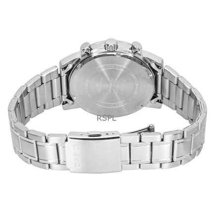 Reloj Casio MTP-E510D-2A2V para hombre, cronógrafo analógico de acero inoxidable con esfera azul y cuarzo