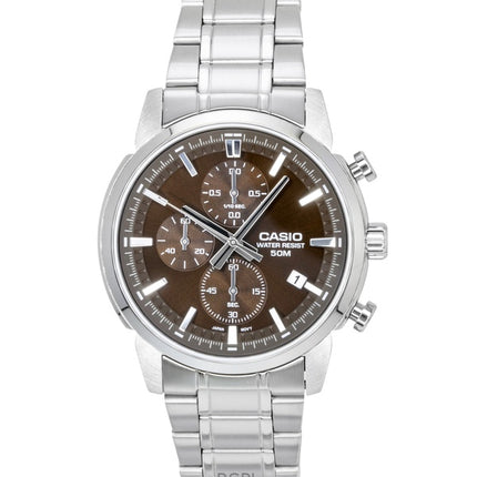 Reloj Casio Cronógrafo Analógico de Acero Inoxidable con Esfera Marrón de Cuarzo MTP-E510D-5AV para Hombre