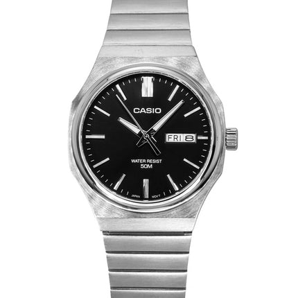 Reloj Casio Standard analógico de acero inoxidable con esfera negra de cuarzo MTP-E735D-1AV para hombre
