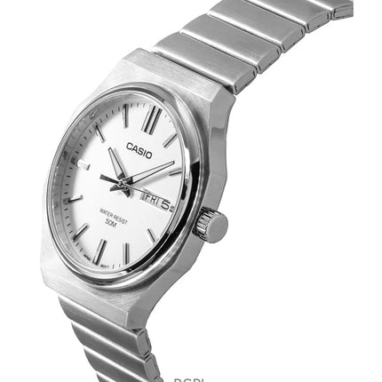 Reloj Casio Standard analógico de acero inoxidable con esfera plateada de cuarzo MTP-E735D-7AV para hombre